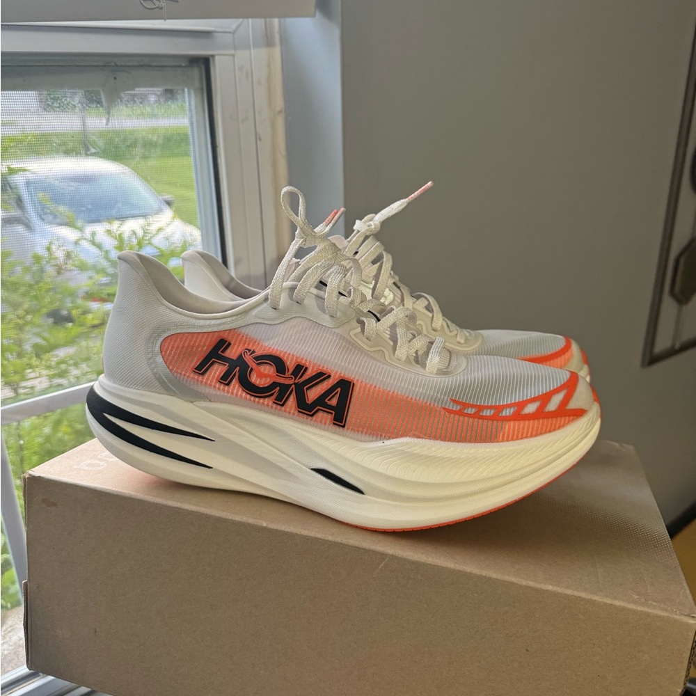 Hoka Men's White and Orange Athletic Shoes